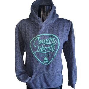 Country Liberty Blue Heathered Pullover Hoodie S